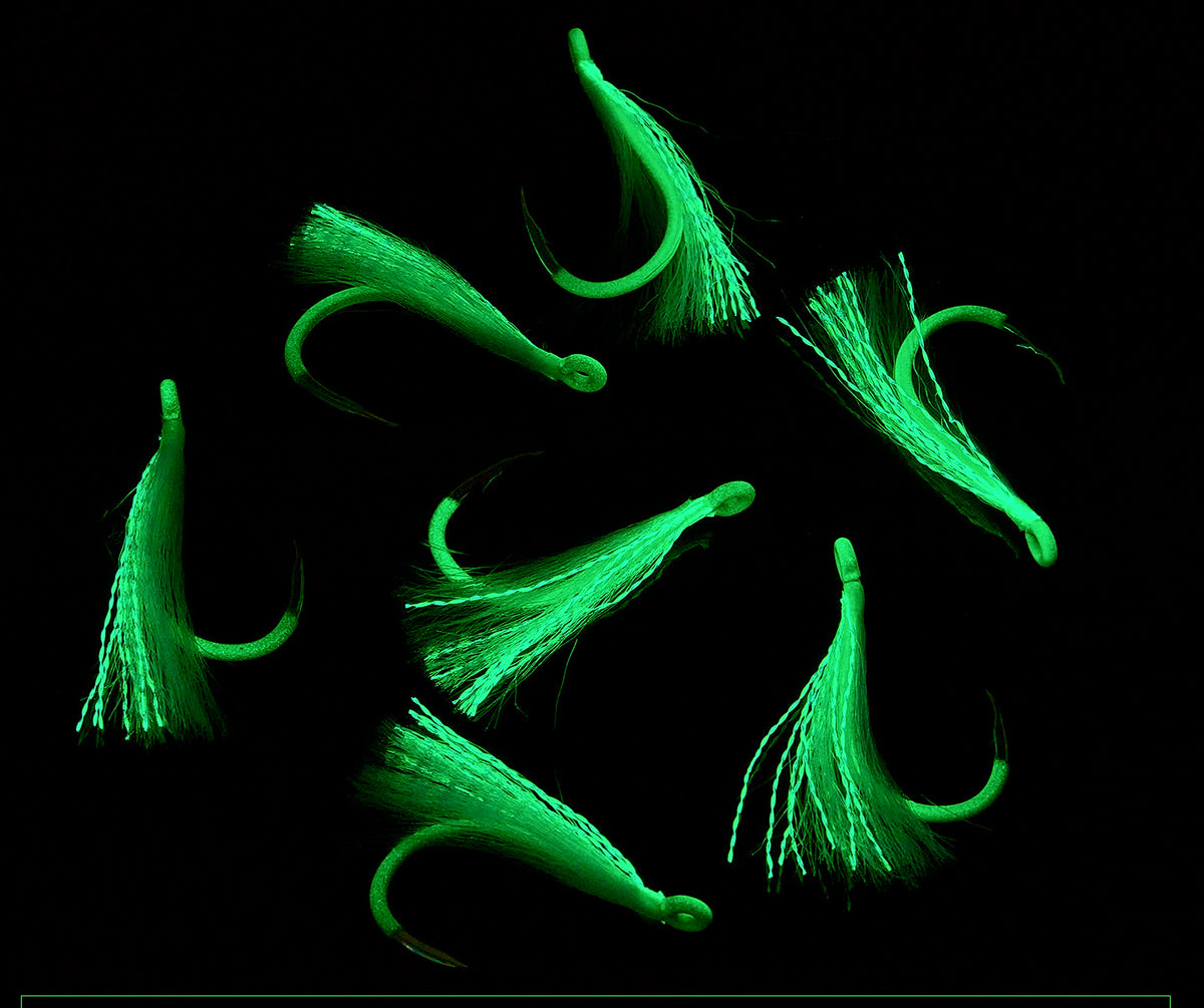 Glow UV Offset Fishing Hooks, Barbed, Sizes 6–12 – product photo