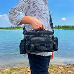 Fishing Waist Bag with Rod Holder, Large Capacity Tackle Bag – product photo