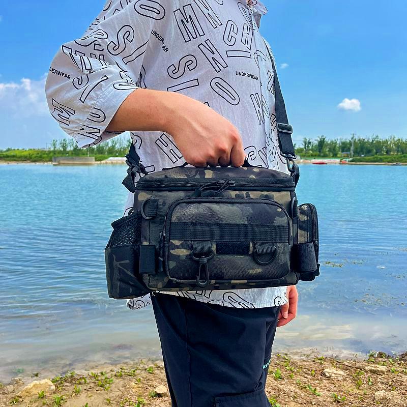 Fishing Waist Bag with Rod Holder, Large Capacity Tackle Bag – product photo