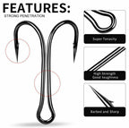 Barbed Double Hooks, 50-Pack, Sizes 8 to 4/0 – product photo