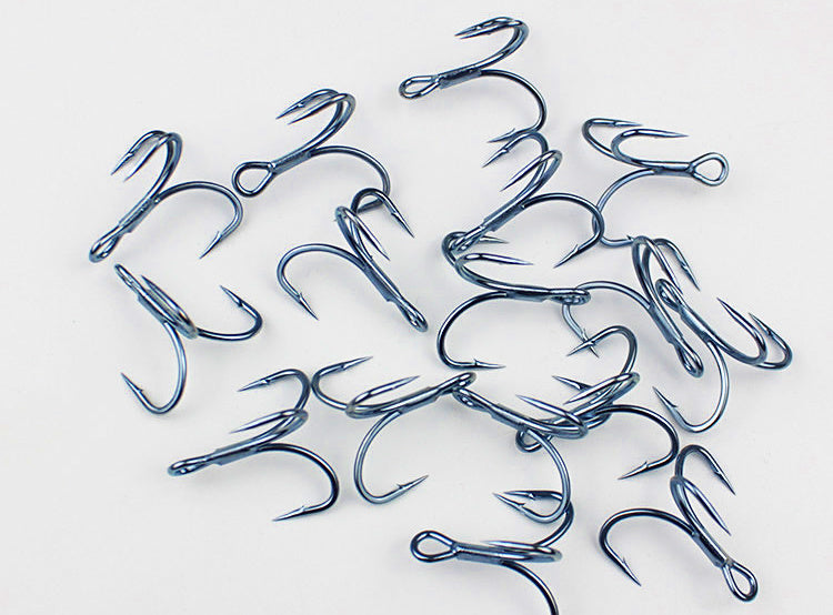 Carbon Steel Barbed Treble Hooks, 20 pcs, Sizes #10–3/0 – product photo