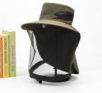 Mesh Face Cover Fishing Sun Hat, Wide Brim, Foldable – product photo