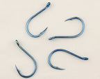 Blue Offset Barbed Eyed Hooks, Bulk Pack, Sizes 1–16 – product photo