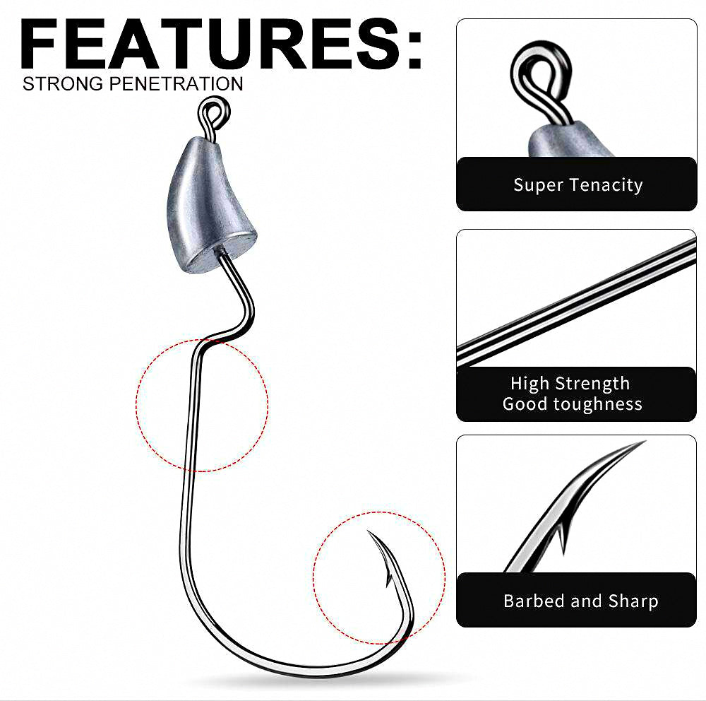 Lead Jig Head Hooks, 1.75–3.5 g (0.06–0.12 oz), 5-Pack – product photo