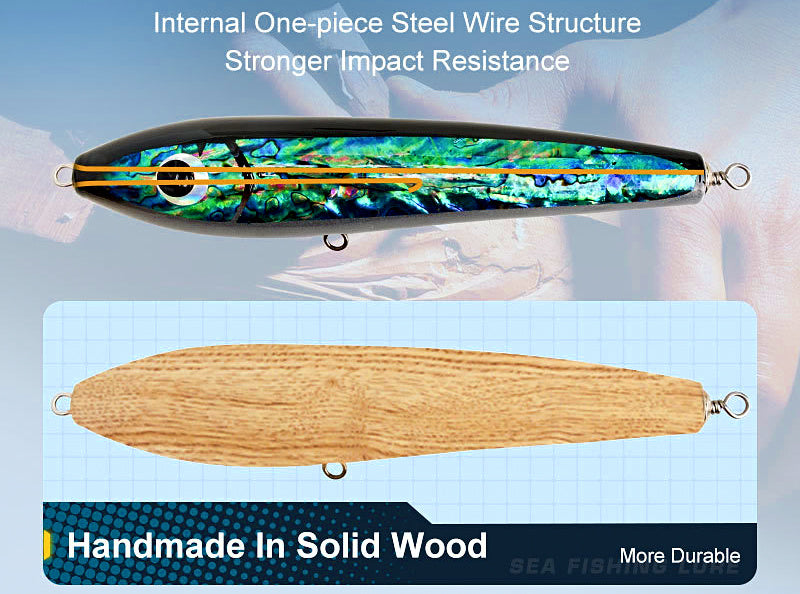 Wooden Pencil Lure, Abalone Shell, 90–140 g (3.2–4.9 oz) – product photo