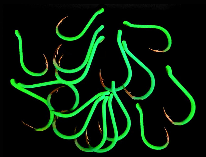 Glow Barbed Saltwater Fishing Hooks, Sizes 5–12 – product photo