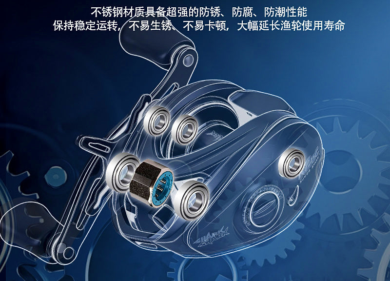 Round Baitcasting Reel with Electronic Brake, Aluminum Spool – product photo