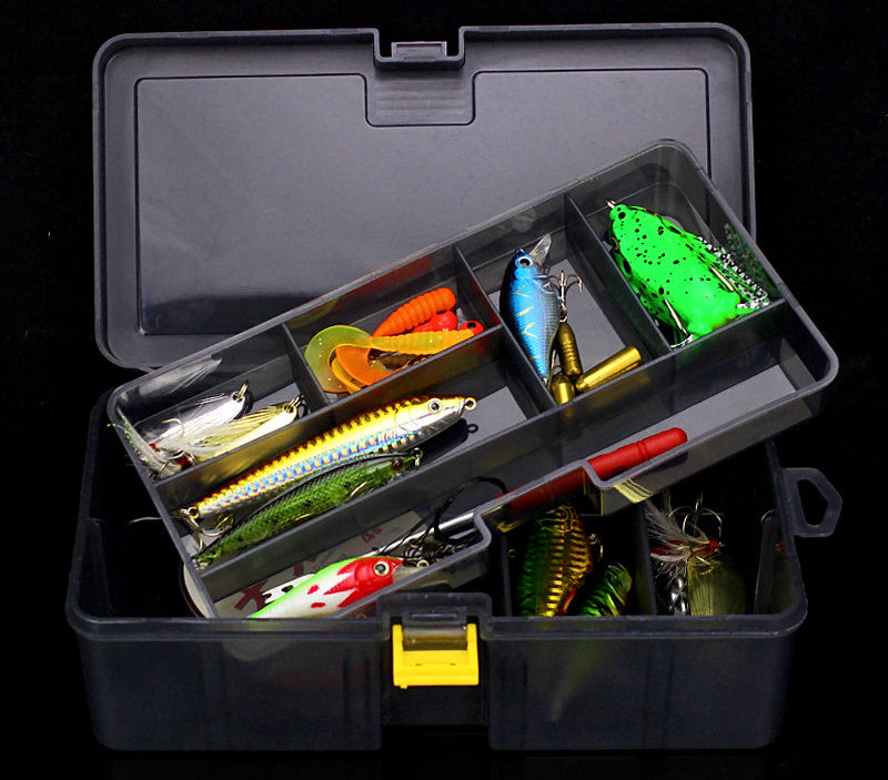 Double-Layer Lure Tackle Box, Gunmetal Translucent – product photo