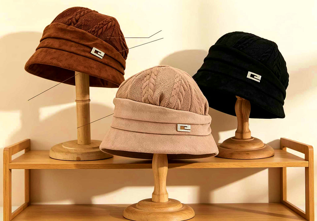 Knit Bucket Hat, Warm Windproof, Adjustable, One Size – product photo