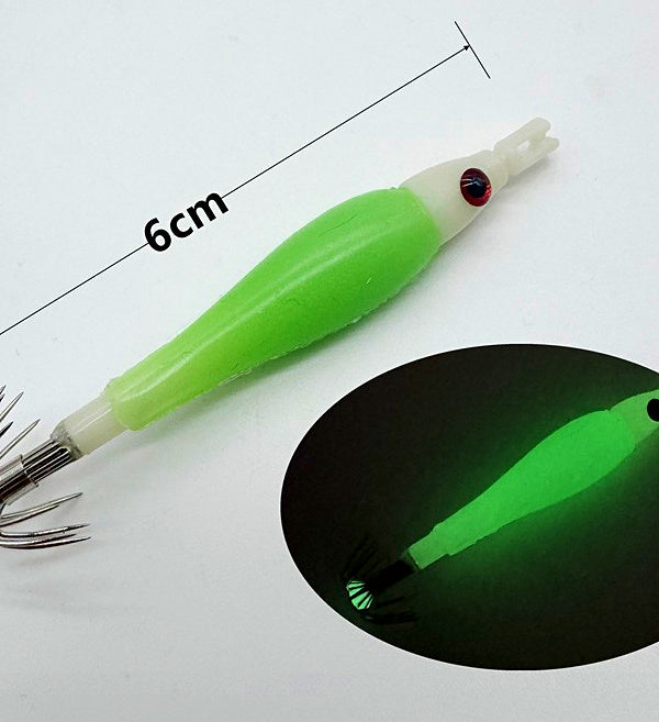 Glow Squid Jig, Single Hook Wood Shrimp, 5–6 cm (2–2.4 in) – product photo