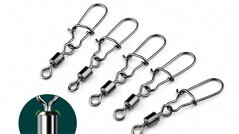304 Stainless Steel Safety Pin Snaps, Sizes 5, 7, 10, 12 – product photo