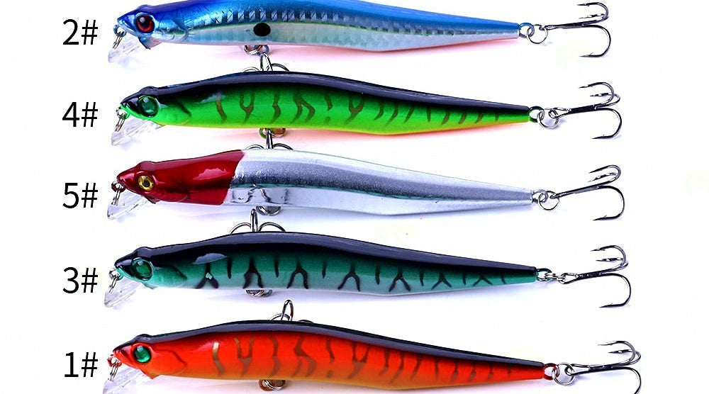 Minnow Hard Bait Lure, 12 cm (4.7 in) 10 g, 5-Color Set – product photo