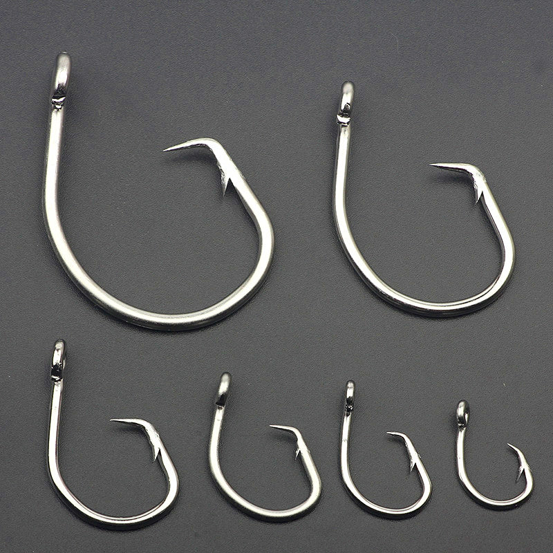 Stainless Steel Circle Hooks, Barbed, Sizes 6/0–16/0 – product photo