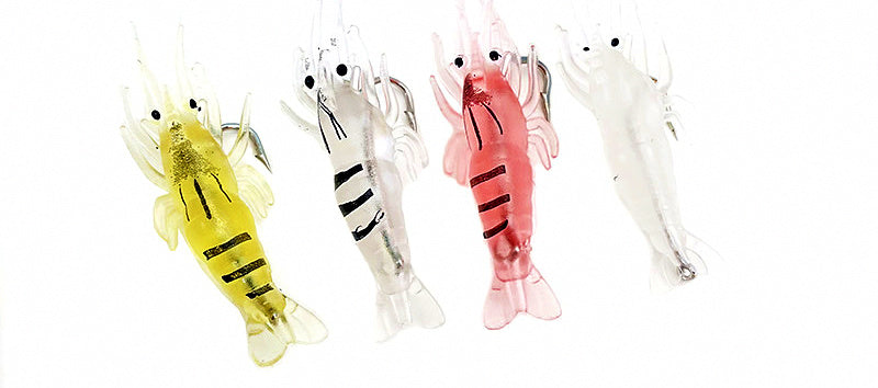Soft Plastic Shrimp Lures with Hooks, Multiple Sizes – product photo