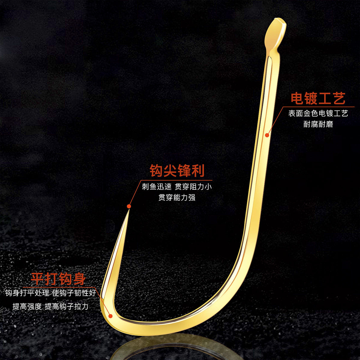 Barbless Gold Sleeve Hooks, Bulk Pack, Sizes 1–10 – product photo
