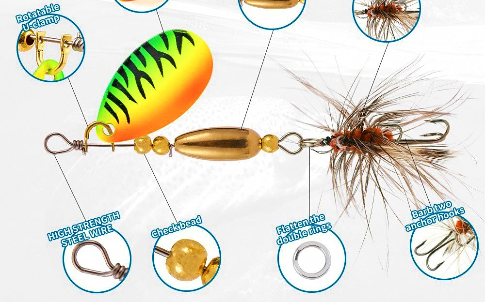 Treble Hook Spinner Spoon Lure, Teardrop or Bead Sinker – product photo