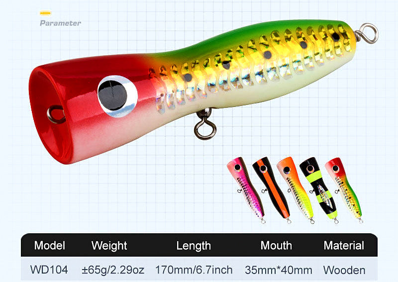Floating Wooden Crawler Lure, 65 g (2.3 oz), 6.7 in – product photo