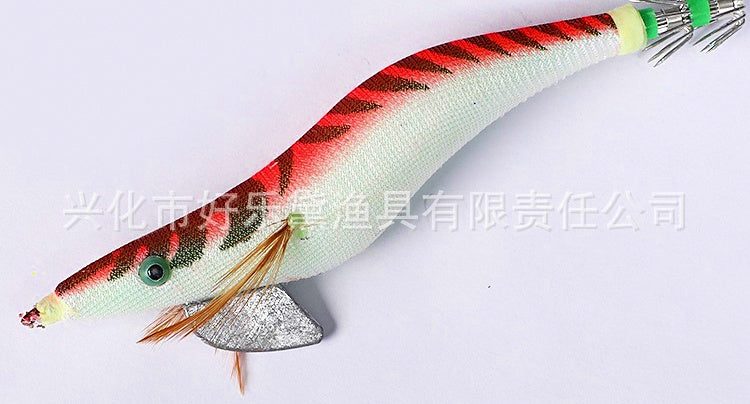 Wooden Shrimp Squid Jig (Egi), Glow, Sizes 2.0–5.0 – product photo