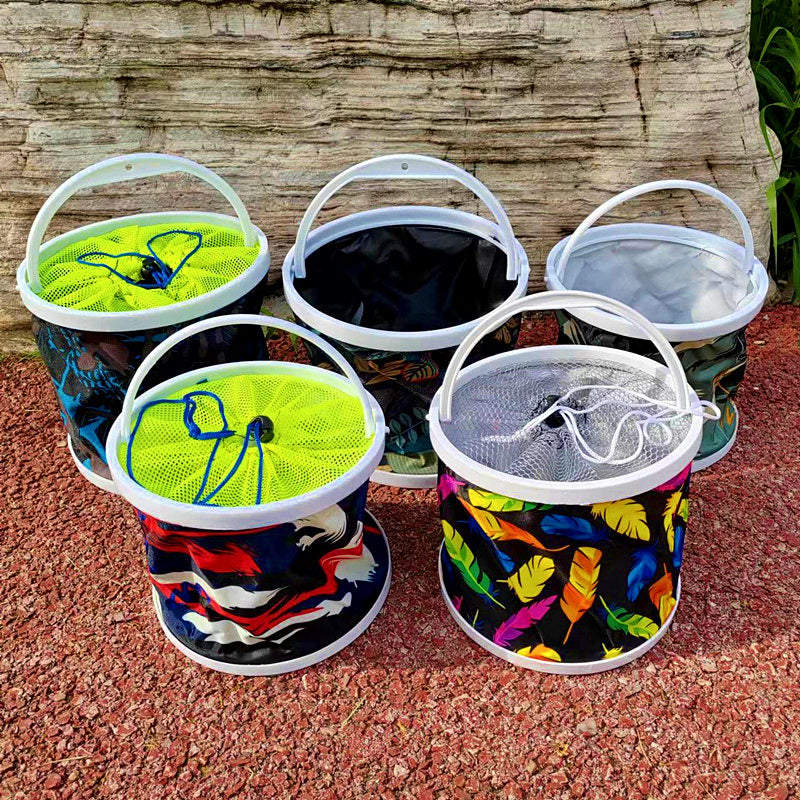 Collapsible Fishing Bucket with Rope, Oxford Cloth – product photo