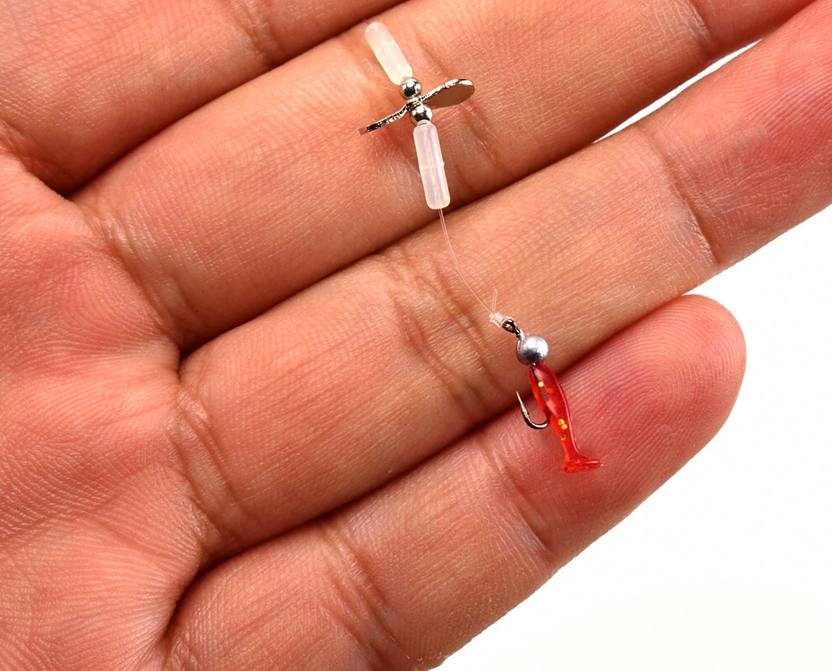 Hand-Tied Propeller Jig Head Hook Set with 1 cm T-Tails – product photo