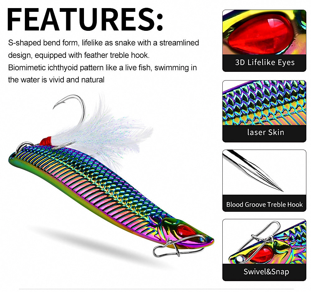 Casting Spoon Jig with Feather Treble Hook, 7–20 g (0.25–0.7 oz) – product photo