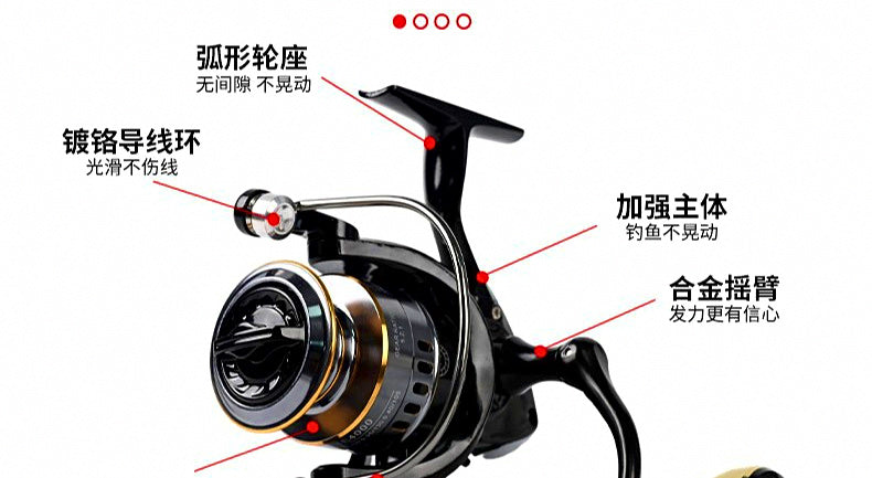 All-Metal Spinning Reel, Sizes 1000-7000, EVA or Metal Knob – product photo