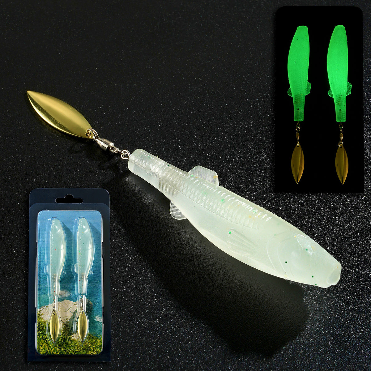 T-Tail Soft Swimbait with Sequin, 12–14 cm (4.7–5.5 in), 2-Pack – product photo