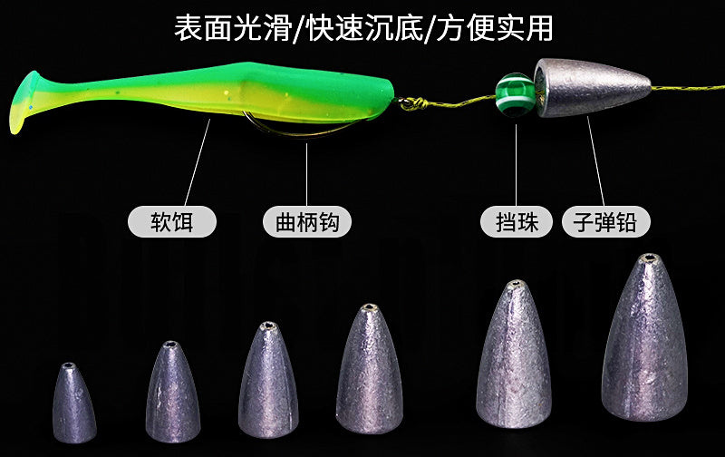 Lead Bullet Sinkers for Texas Rig, 1.75–14 g (1/16–1/2 oz) – product photo
