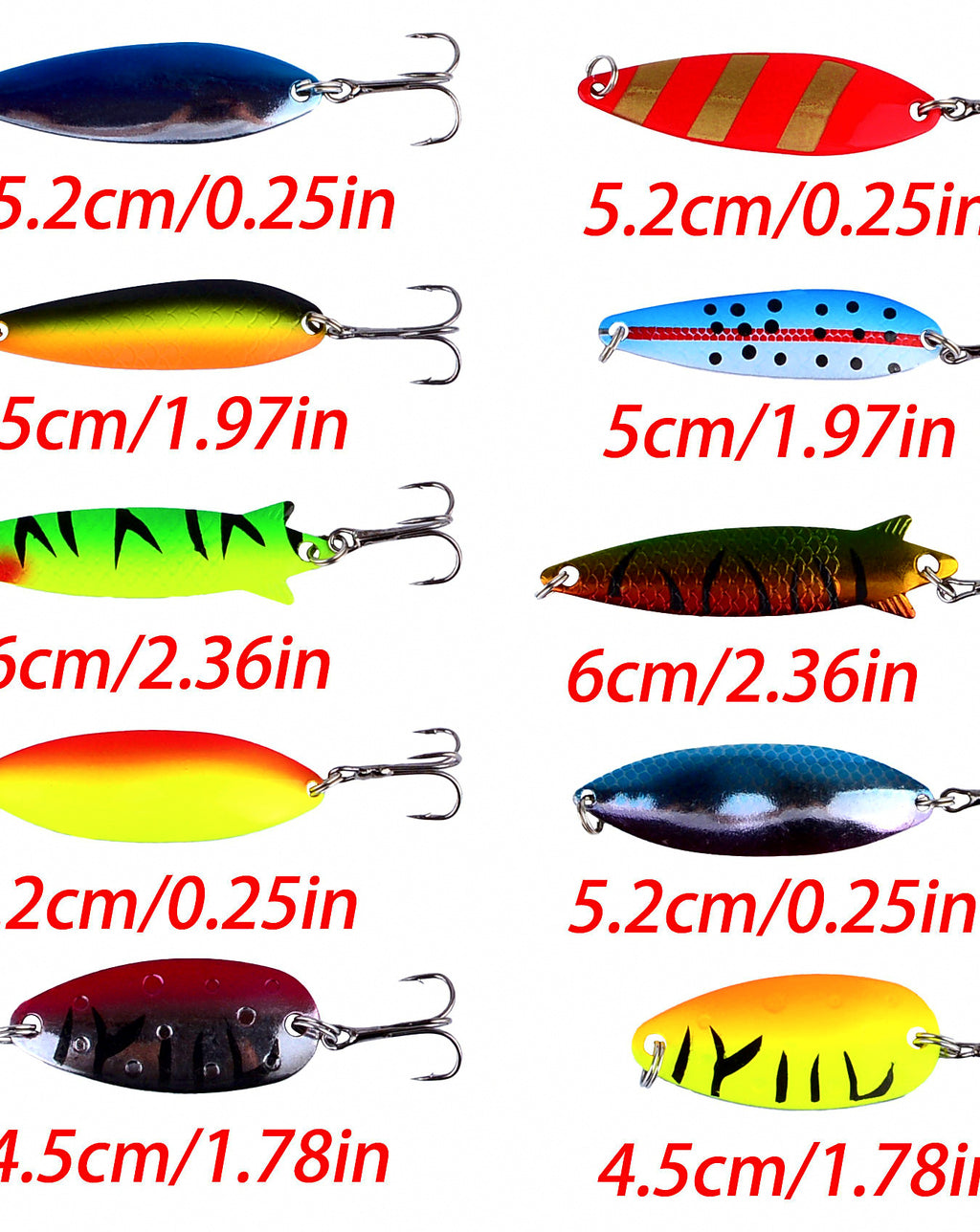 Metallic Sequin Spoon Lure Set, Treble Hooks, Multicolor – product photo