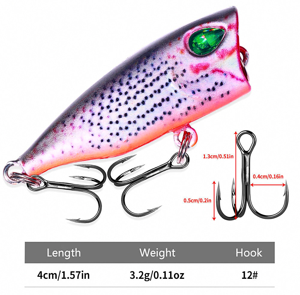 Floating Popper Topwater Lure, 4 cm (1.6 in), 3.2 g (0.11 oz) – product photo