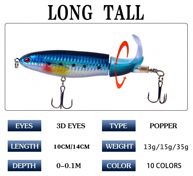 Topwater Propeller Lure, 10 cm, 13–16 g (0.46–0.56 oz) – product photo