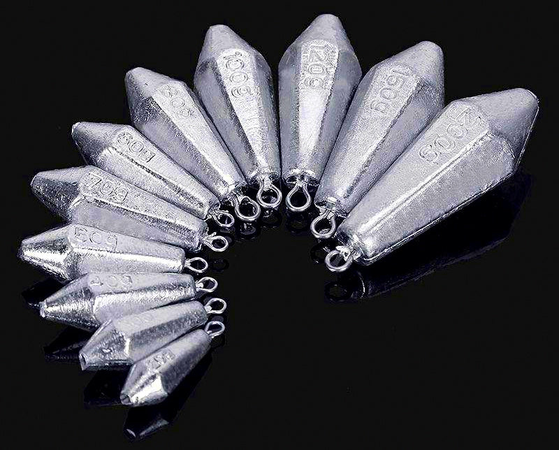 Hexagonal Lead Sinker, Stainless Ring, 0.7–7.1 oz (20–200 g) – product photo