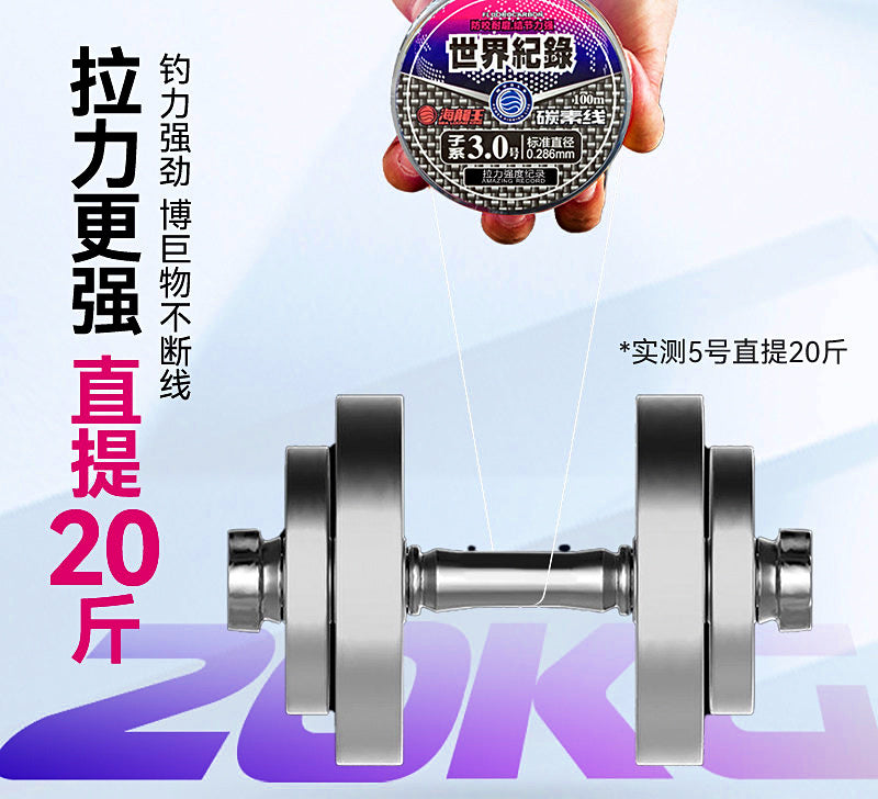 Carbon Leader Line, 100 m (109 yd), Japanese Sizes No. 1–8 – product photo