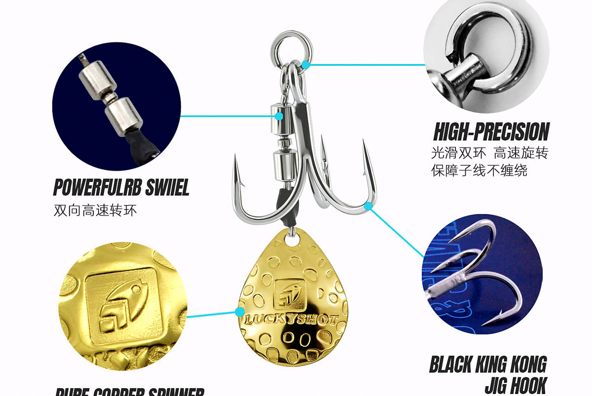Spinner Blade Treble Hooks for Metal Jigs, 4-Pack, Sizes 1–6 – product photo