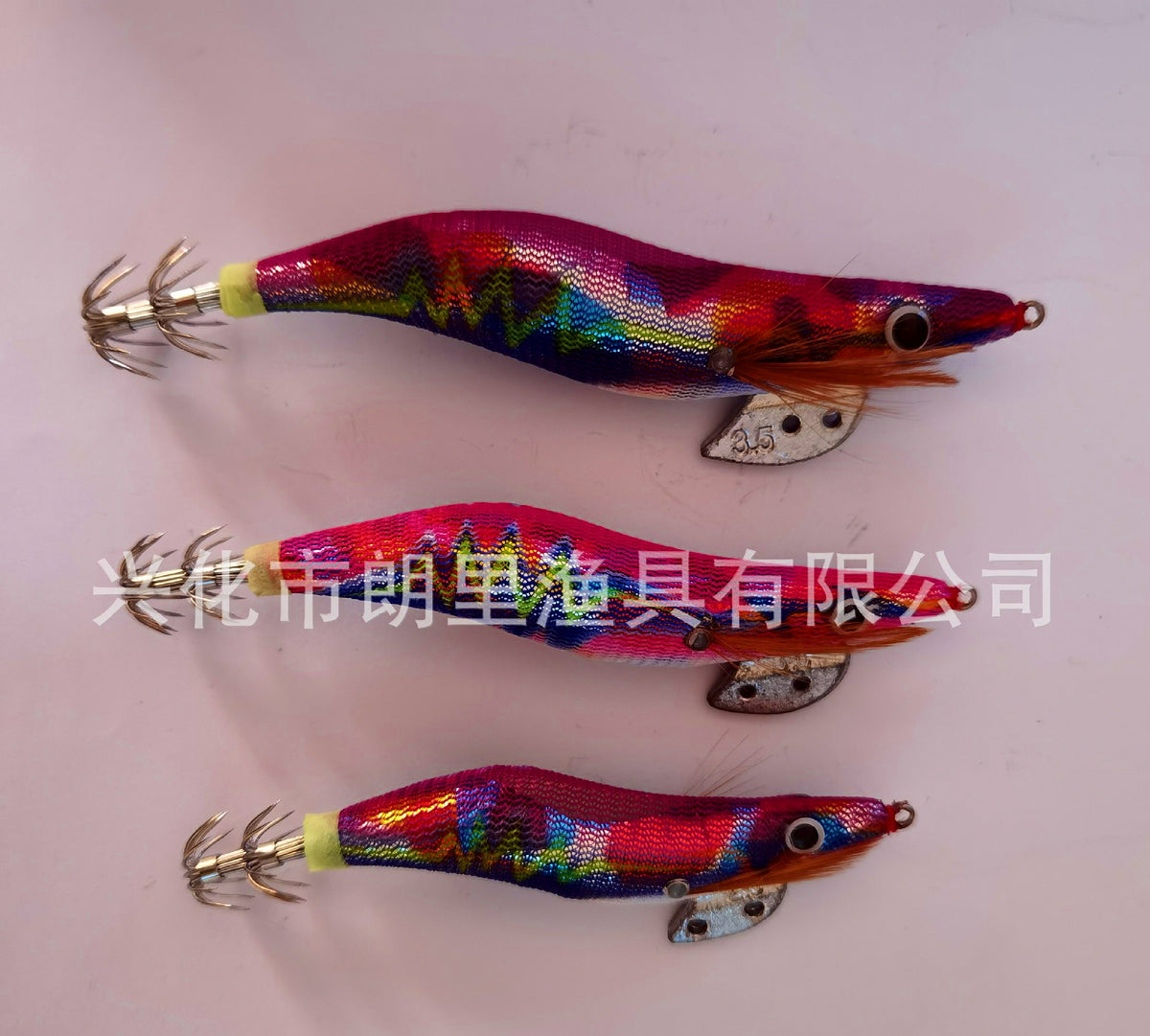 Glow Squid Jig, Wooden Shrimp Style with Rattle, Sizes 2.5–4.0 – product photo