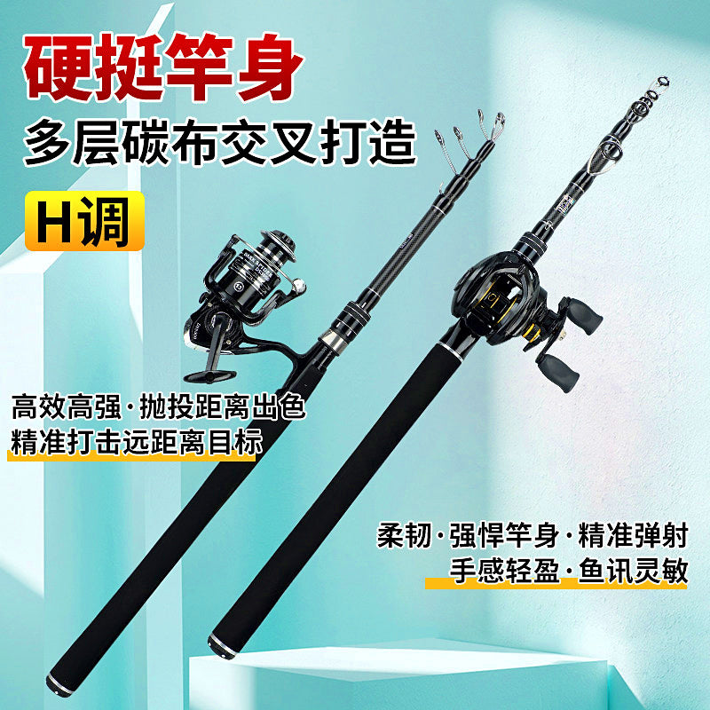Telescopic XH Lure Rod, Carbon, 5-Section, 2.1–2.4 m (6.9–7.9 ft) – product photo
