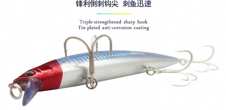 Minnow Hard Bait with Treble Hooks, 10–24 g (0.35–0.85 oz) – product photo