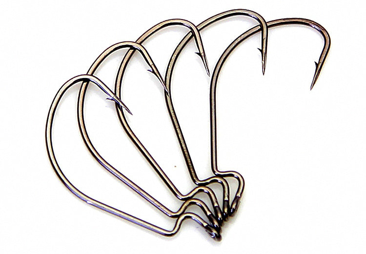 Wide Gap Offset Hooks, Barbed High Carbon Steel, Sizes 8–7/0 – product photo