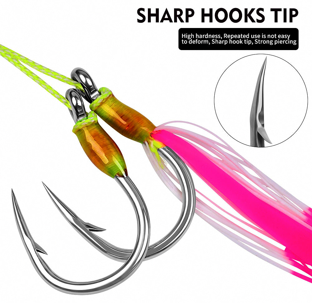 Dressed Double Assist Hooks for Jigs, 2 Pairs per Pack – product photo