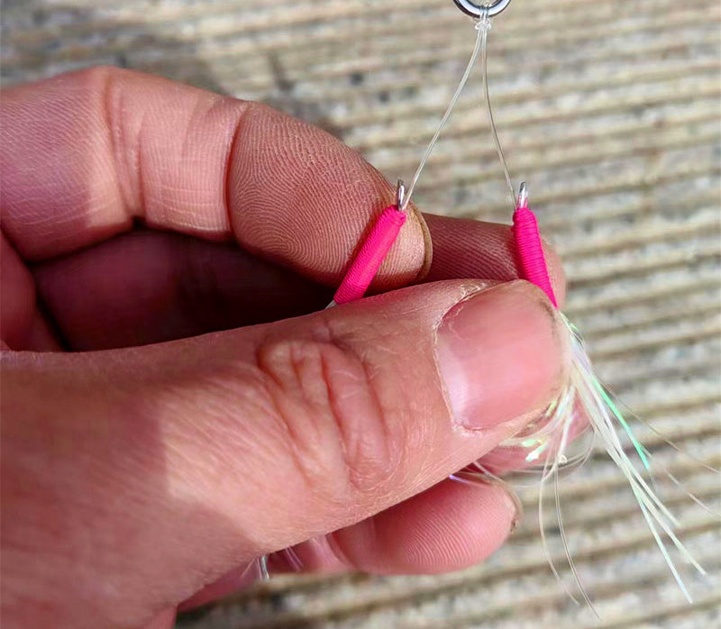 Glow Double Assist Hook Rig, Size 2/0, Barbed, Carbon Line – product photo