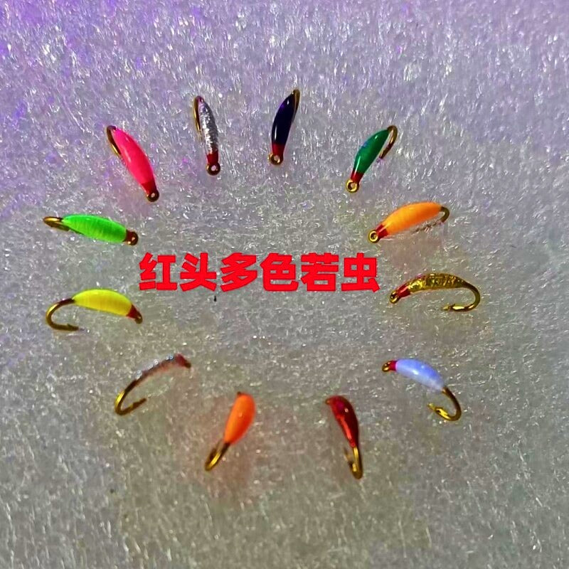Red Head Nymph Fly Hooks, Barbed, Sizes 8–20 – product photo
