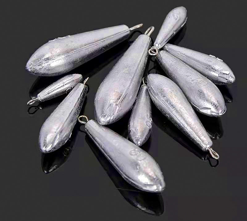 Willow Leaf Lead Sinker, Stainless Ring, 0.18–17.6 oz (5–500 g) – product photo
