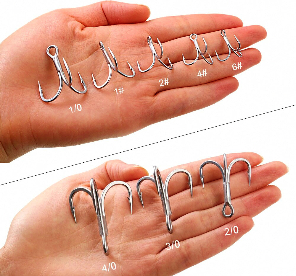 Anti-Rust Barbed Treble Hooks, Bright Tin, Sizes 6 to 4/0 – product photo