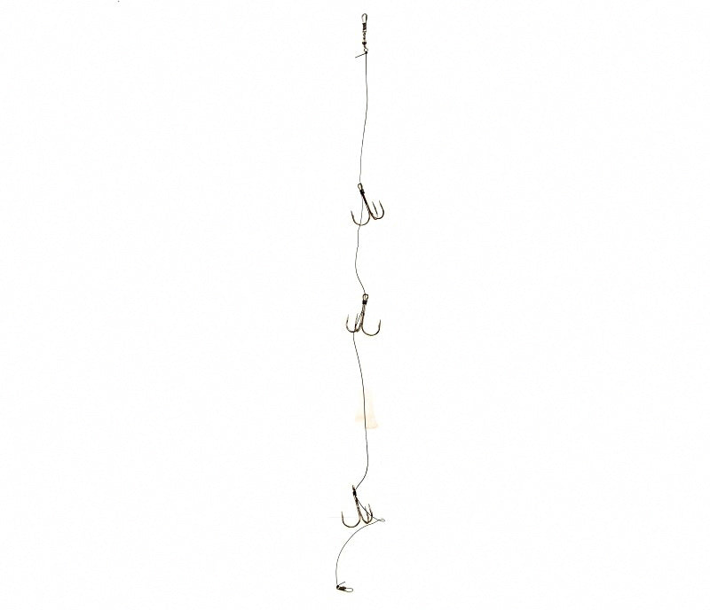 3-Hook Barbed Trolling Hook Rig, Size 8, Boat Fishing – product photo