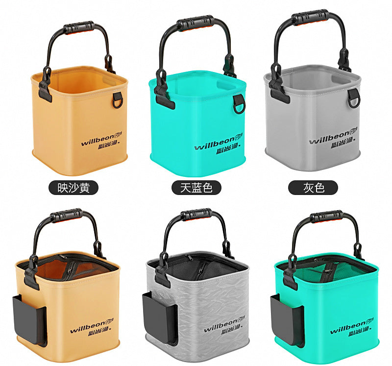 Collapsible Square Fishing Bucket with Rope, 3 Sizes – product photo