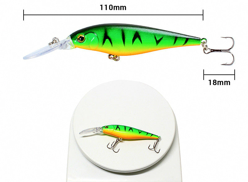 Long Lip Minnow Hard Bait, 11 cm (4.3 in), 10 g (0.35 oz) – product photo