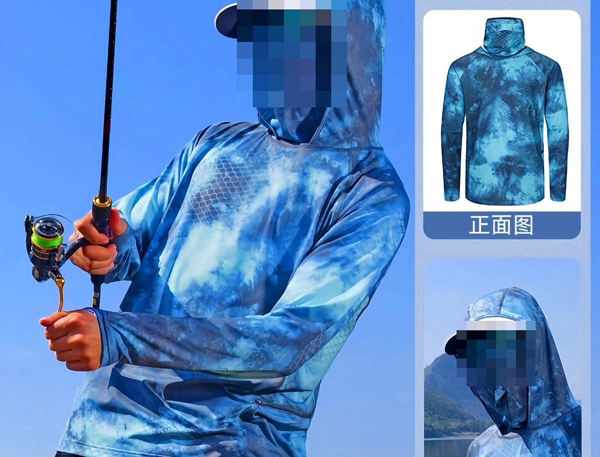 Men's UV Sun Protection Fishing Shirt, Ice Silk, Face Cover – product photo