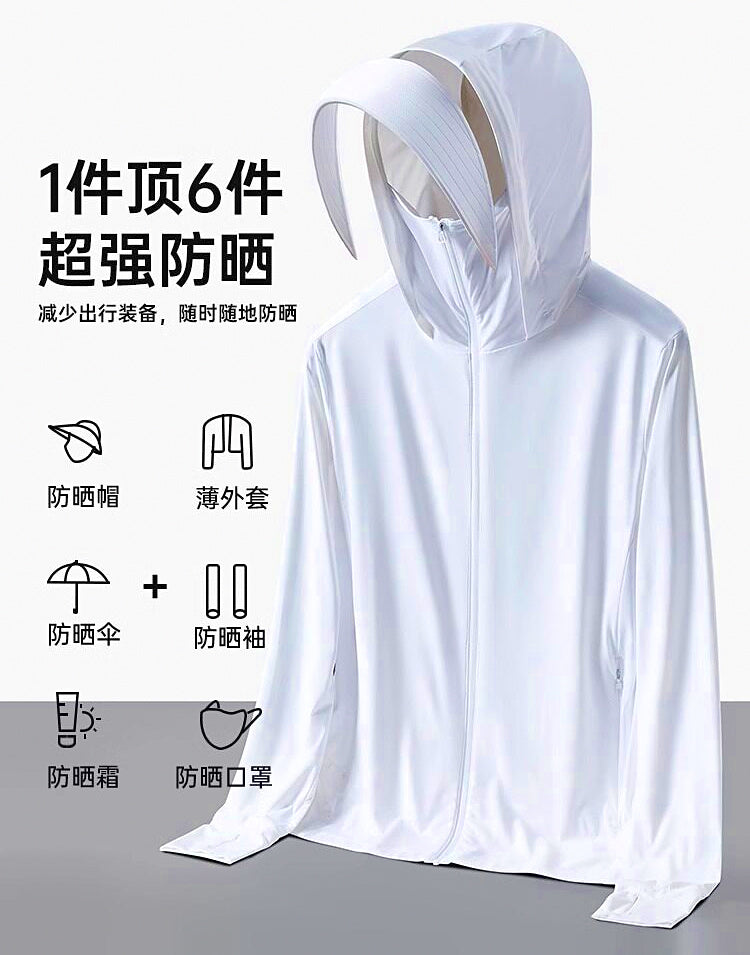 UPF 50+ Sun Protection Fishing Hoodie, Ice Silk Fabric – product photo