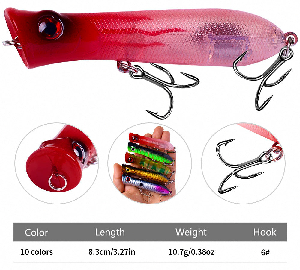 Topwater Popper Lure, 8 cm (3.1 in) 11 g (0.39 oz) – product photo