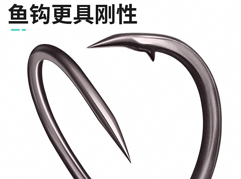 High Carbon Steel Teflon Coated Barbed Hooks, Size 2–8 – product photo